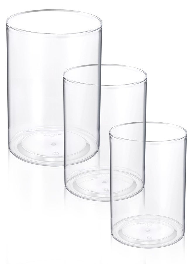 mekueeex Clear Vase Set of 3, Polycarbonate, Round, Transparent, Wide Mouth, Ideal for Wedding Decor, Flowers, Bedroom, Living Room, Bathroom, Break Resistant - Image 2